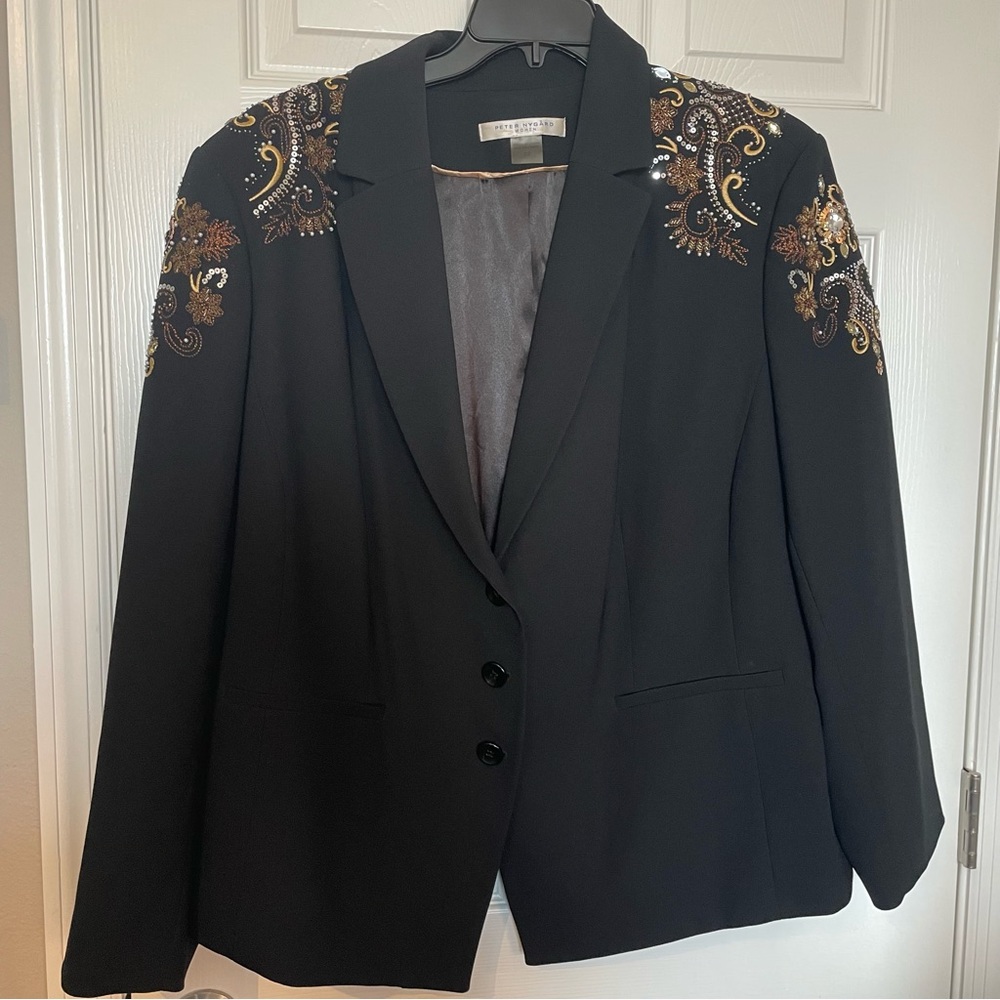 Peter Nygard jacket with beaded shoulder embellishments, size 22